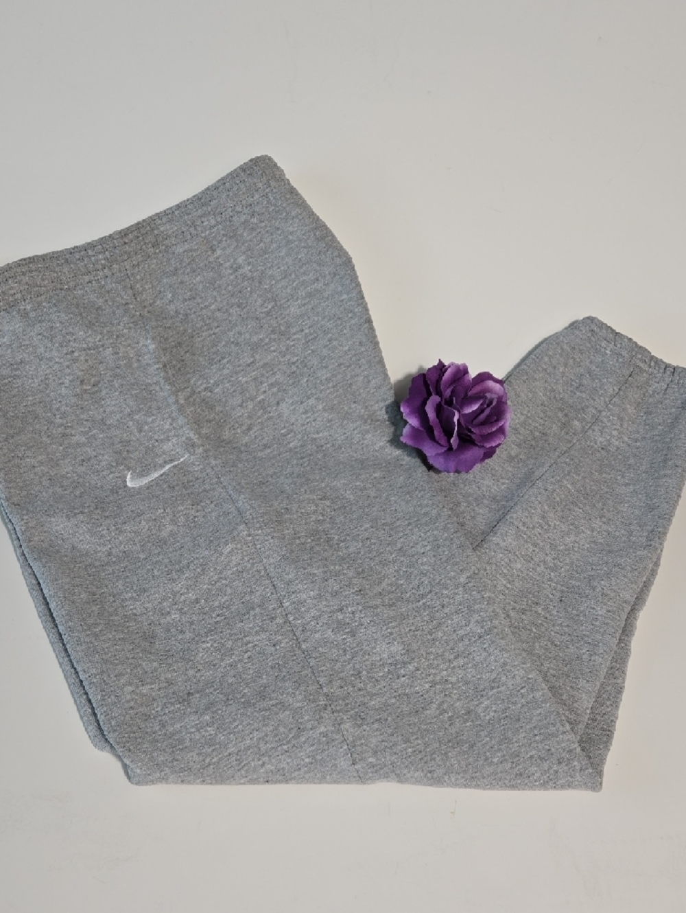 Vintage Nike 90s Heather Gray Fleece Sweatpants Embroidered Swoosh Women’s M USA